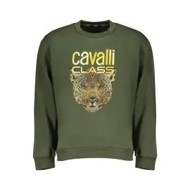 Cavalli Class Elegant Green Fleece Crew Neck Sweatshirt