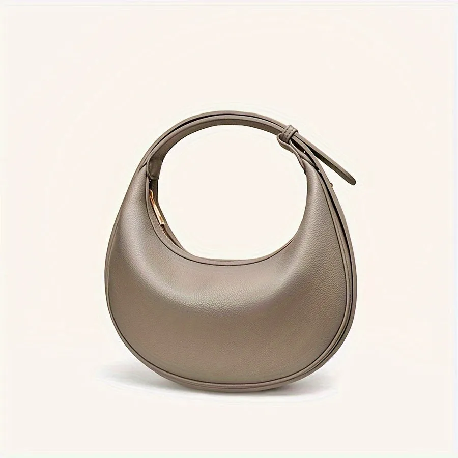 Chic Vegan Leather Crescent Bag for Women - Fashion-Forward Hobo Style with Adjustable Strap - Small & Durable