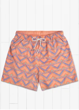 Dockside Swim Trunk Santiago in Peach and Purple by Southern Marsh