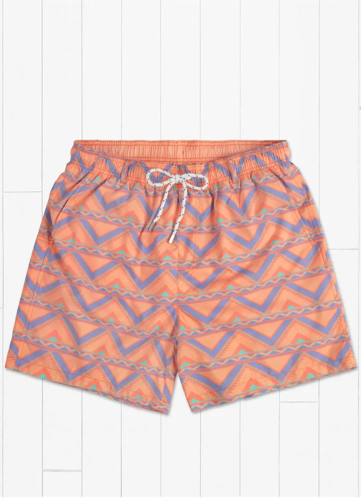 Dockside Swim Trunk Santiago in Peach and Purple by Southern Marsh