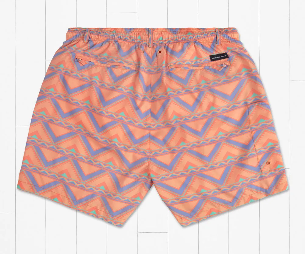 Dockside Swim Trunk Santiago in Peach and Purple by Southern Marsh