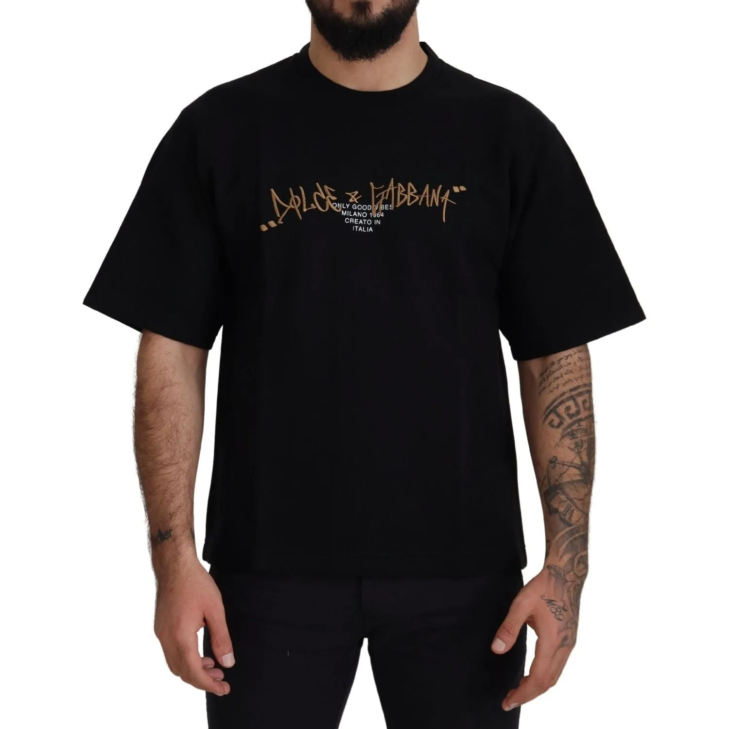 Dolce & Gabbana Elegant Black Cotton Blend Crewneck T-Shirt