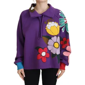 Dolce & Gabbana Elegant Purple Floral Pullover Sweater