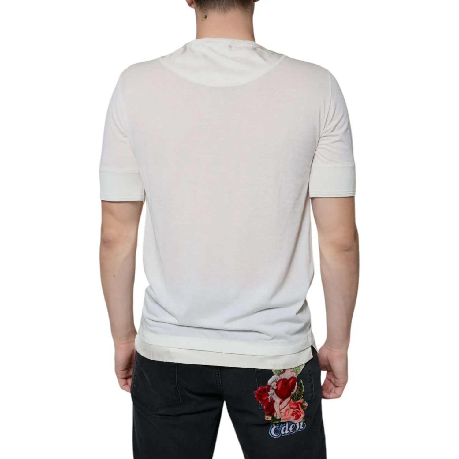 Dolce & Gabbana Off White Cotton Short Sleeves T-shirt