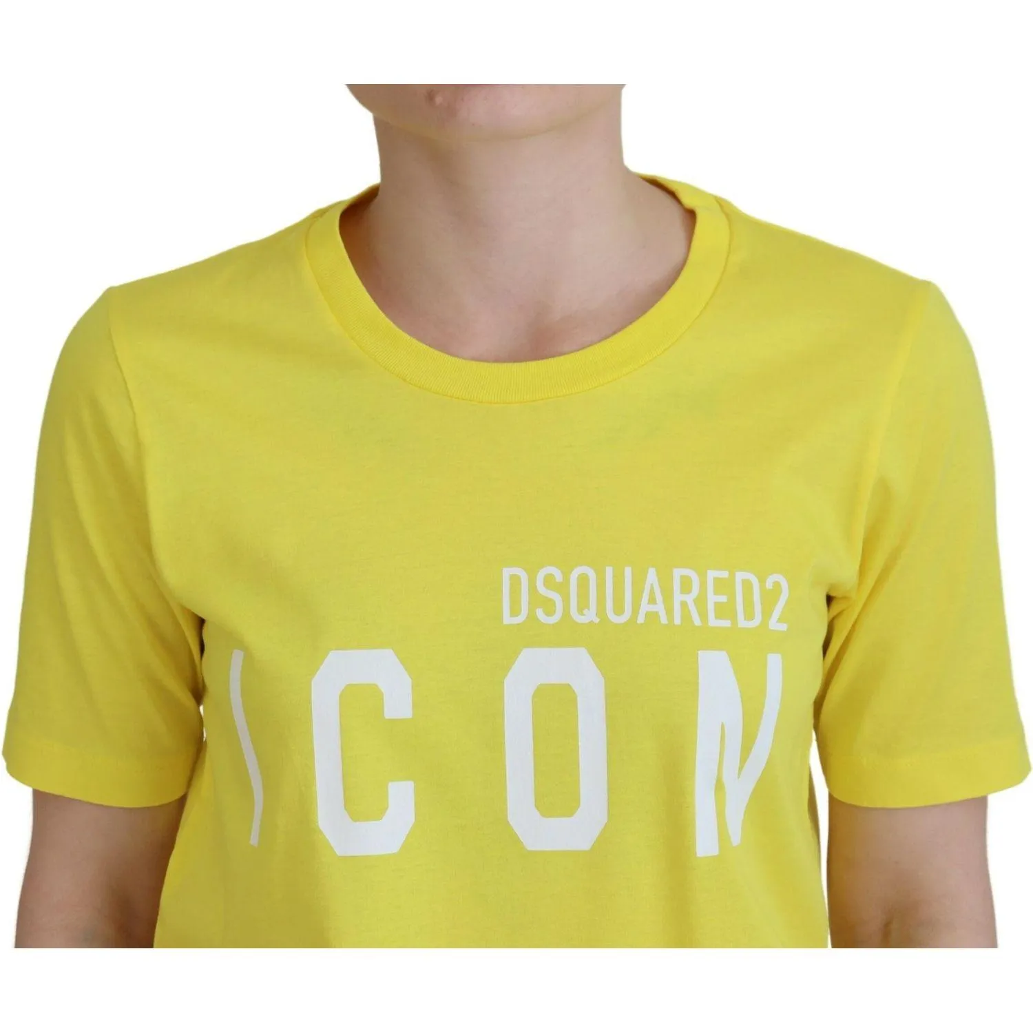 Dsquared² Yellow CottonShiny Icon Renny Dress Crewneck T-shirt