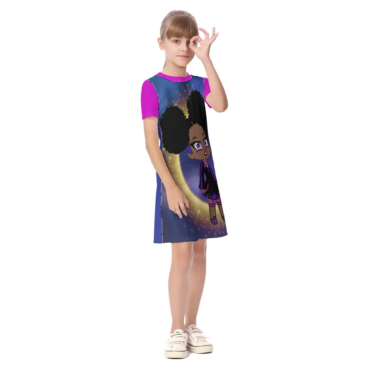 Fro-Puff Girl's Short Sleeve Dress