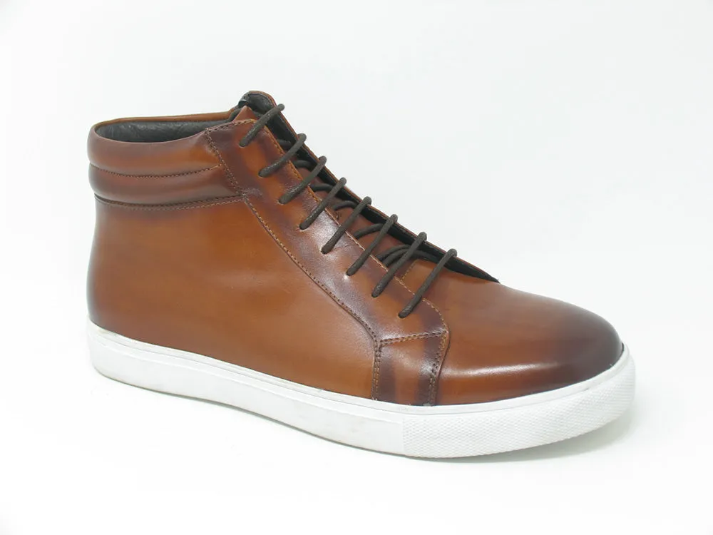 High Top Side Zipper Leather Sneaker