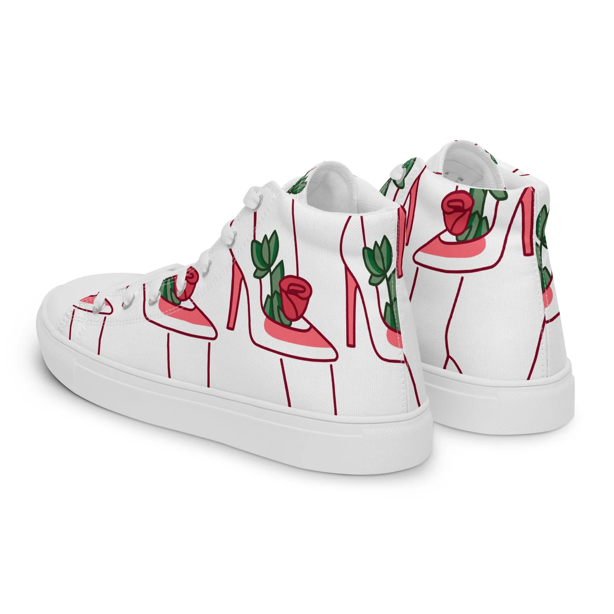 High Top Sneaker Woman with Abstract Rose Shoe Pattern - Charlotte