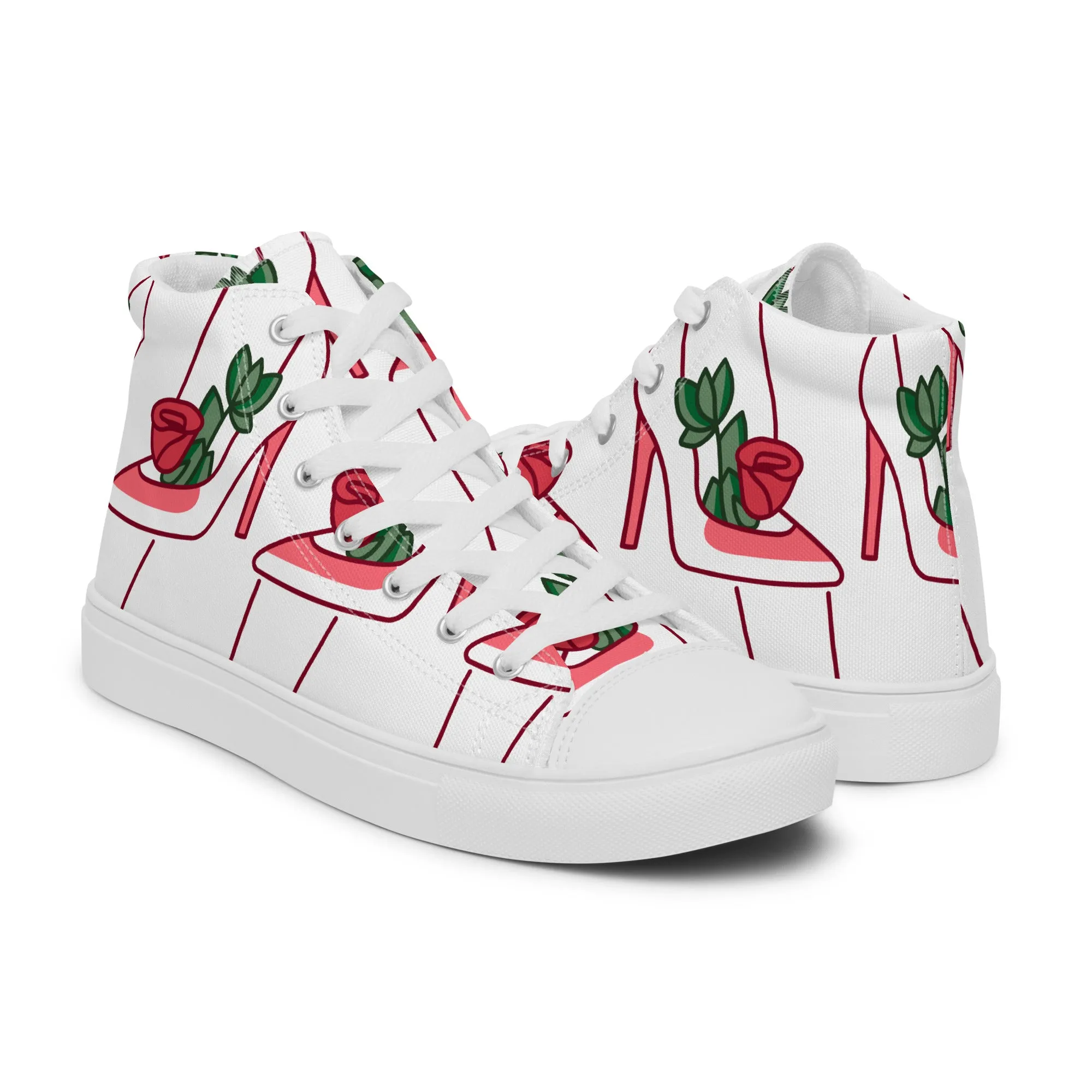 High Top Sneaker Woman with Abstract Rose Shoe Pattern - Charlotte