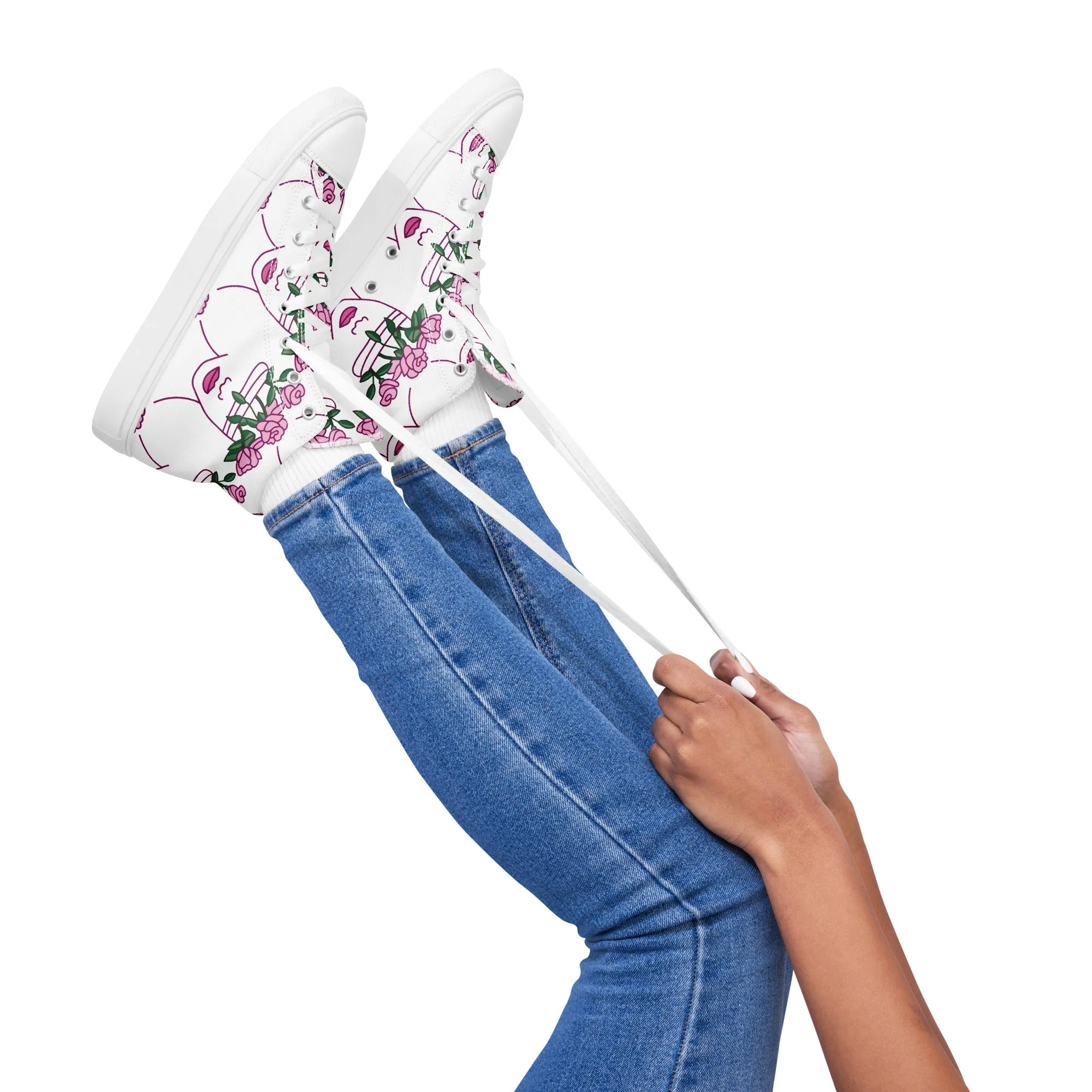 High Top Sneaker Women with Abstract Rose Pattern - Penelope