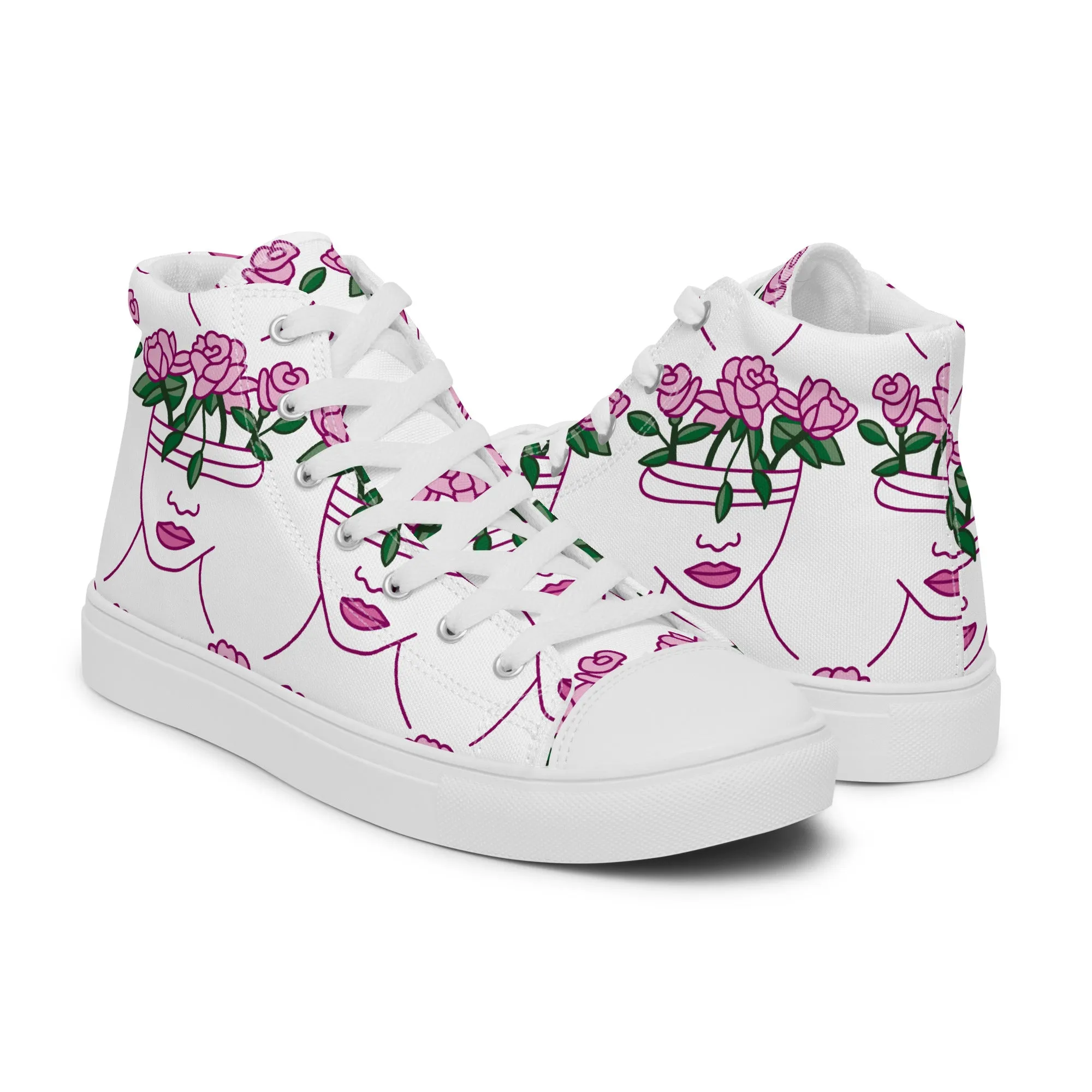 High Top Sneaker Women with Abstract Rose Pattern - Penelope