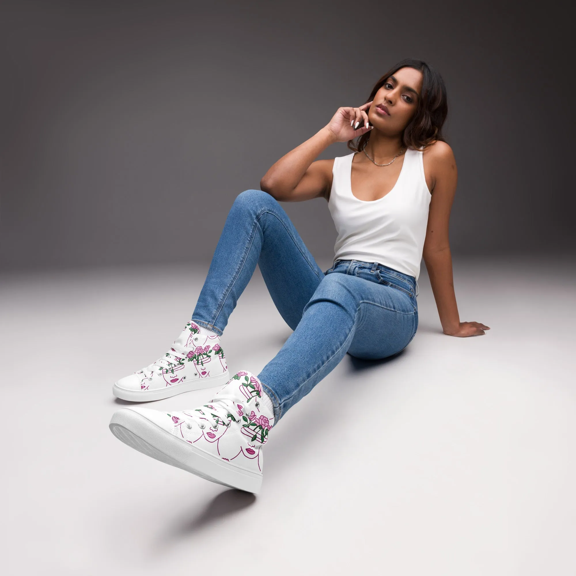 High Top Sneaker Women with Abstract Rose Pattern - Penelope