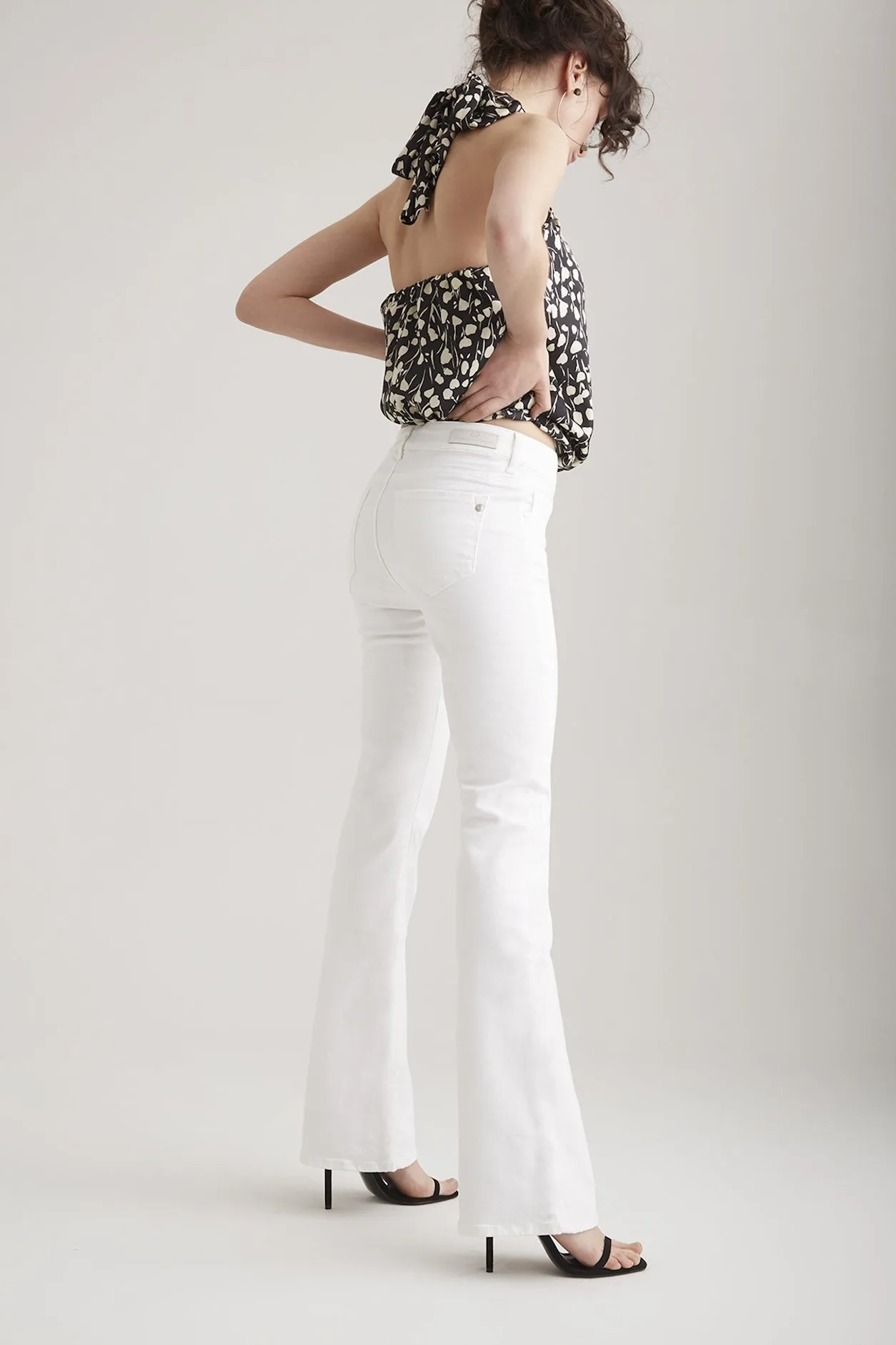 Laura Mid Waist 5 Pocket Full Pants White