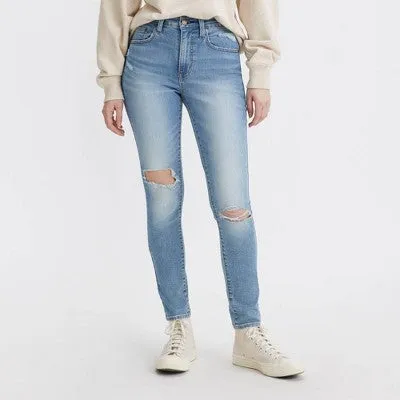 Levi's Women's 721 High Rise Skinny Leg Tailored Distressed Jeans Mid-Stretch Denim