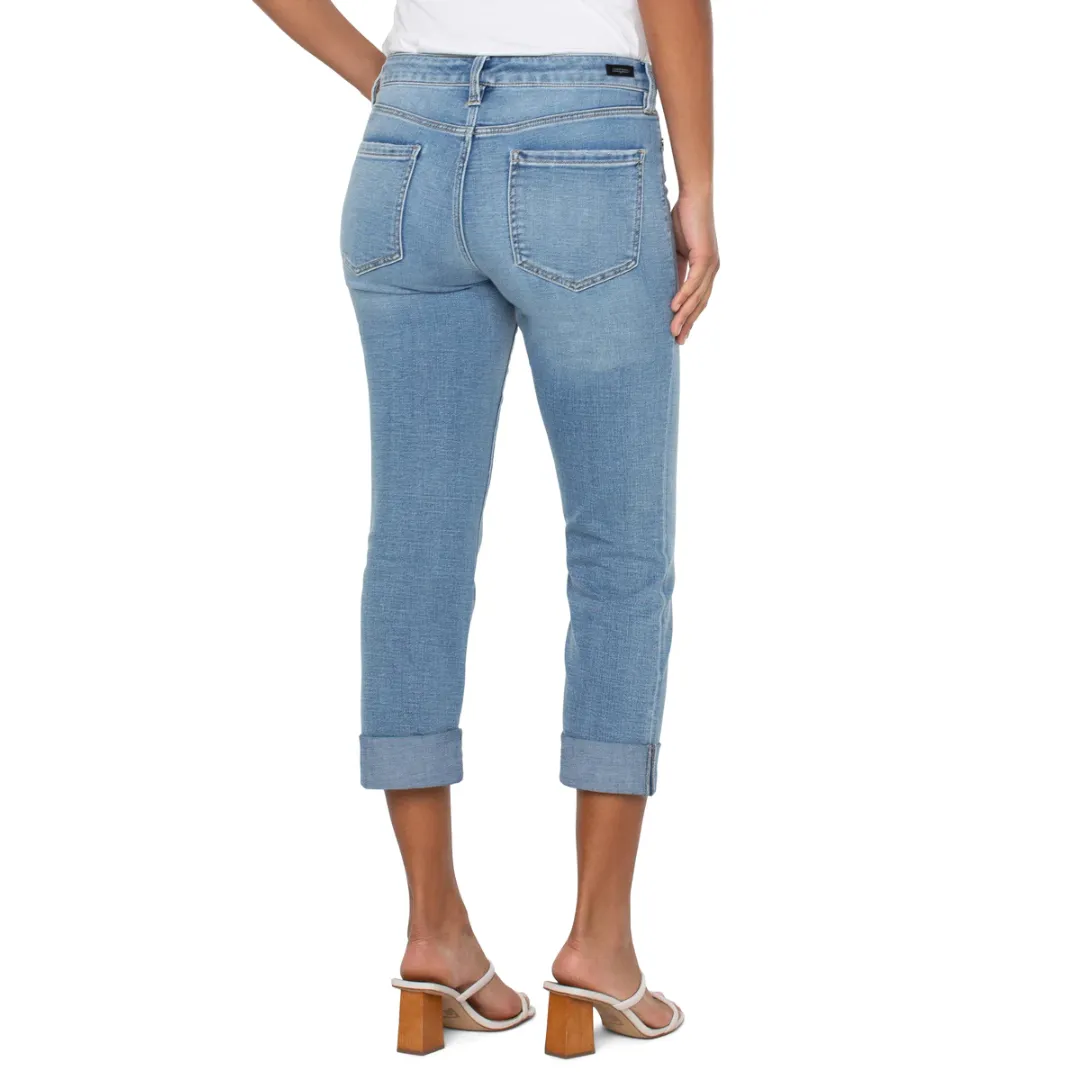 Liverpool Charlie Crop Wide Rolled Cuff Jeans (Champlain)