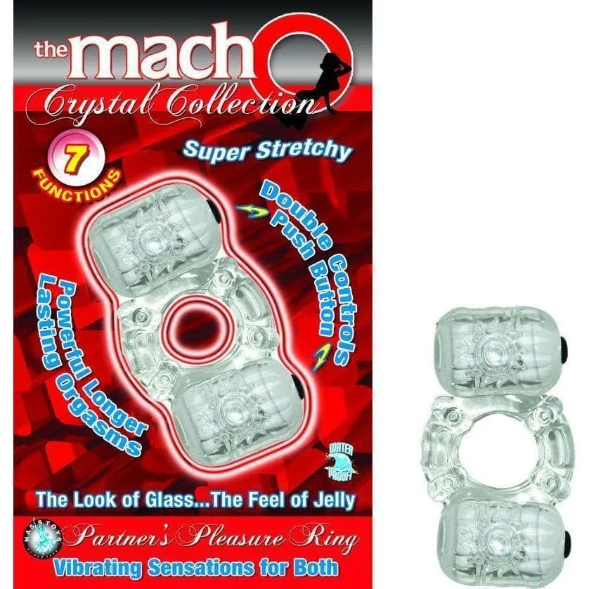 Macho Crystal Collection Partners Vibrating Pleasure Ring Clear