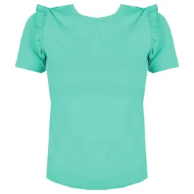 Patrizia Pepe Ruffled Shoulder Crew-neck Chic Top