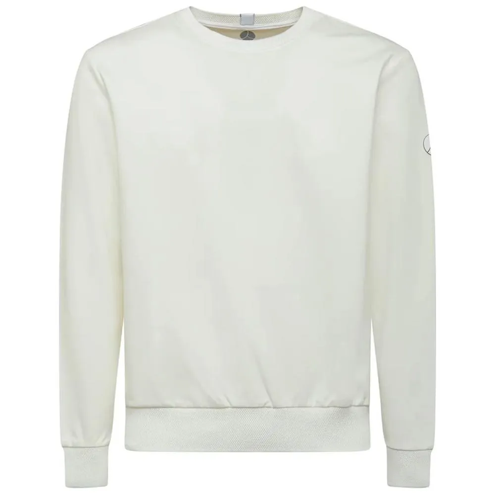 People Of Shibuya Chic White Tech Fabric Crewneck Sweater