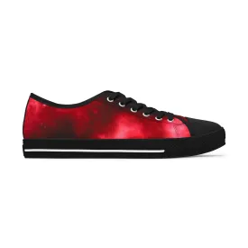 Red Galaxy Space Women's Sneakers, Galaxy Print Best Women's Low Top Canvas Sneakers (US Size: 5.5-12)