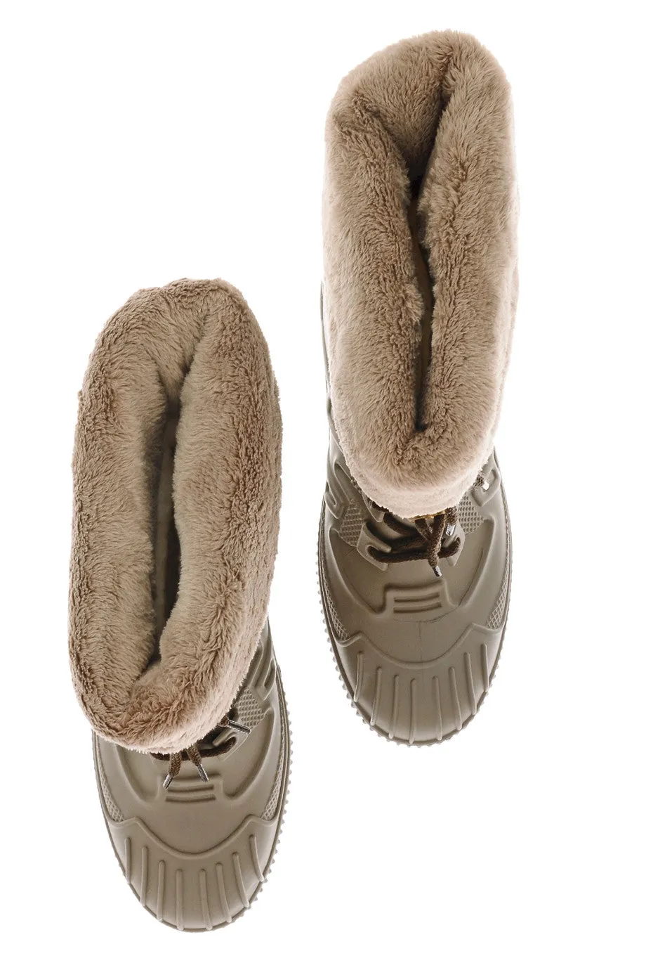 SIBEIRA Taupe Fur Rubber Snow Boots