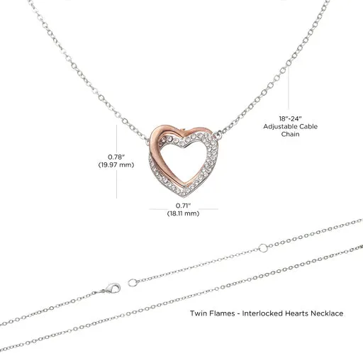 Twin Flames - Interlocked Hearts Necklace w/ Message - Ships from The US