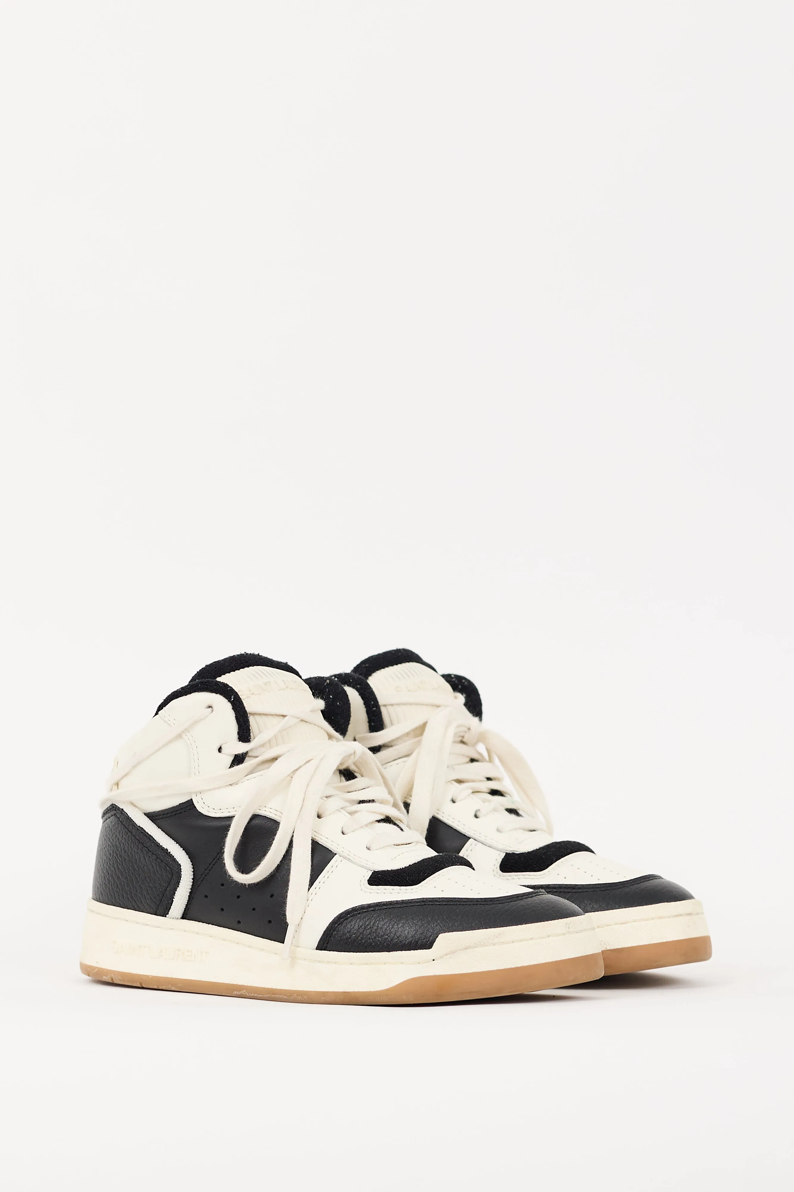 White & Black Leather SL/80 High Top Sneaker