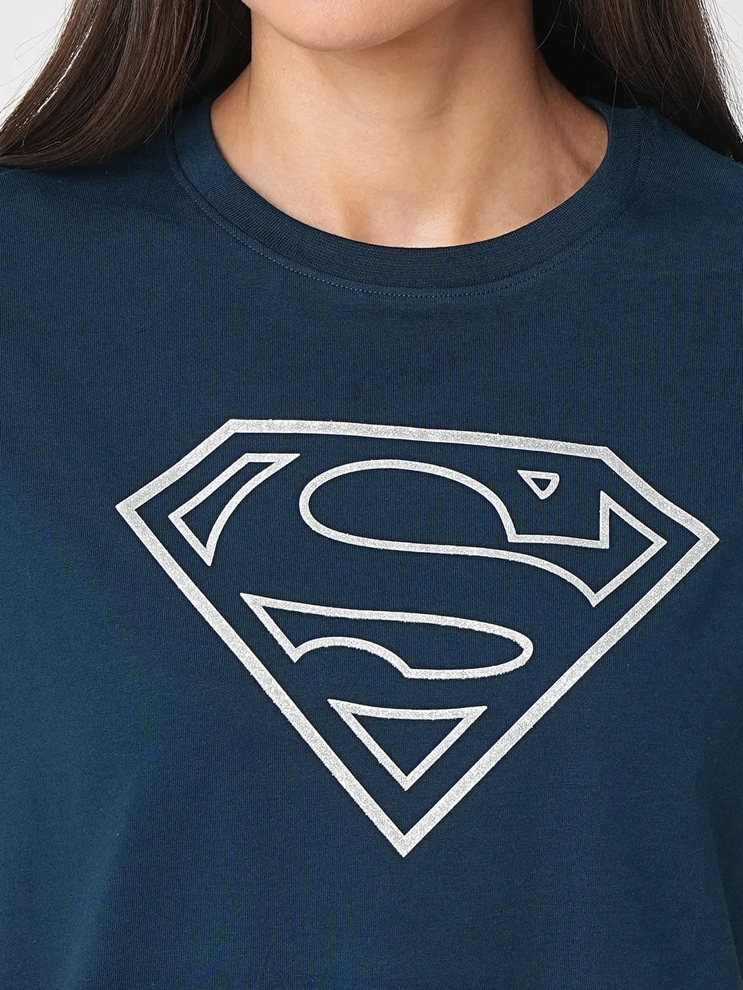 Women Airforce Super Man Chest Printed T-Shirt