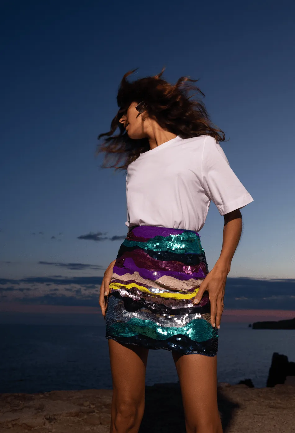 Zinnea Sequin Mini Skirt in Rainbow